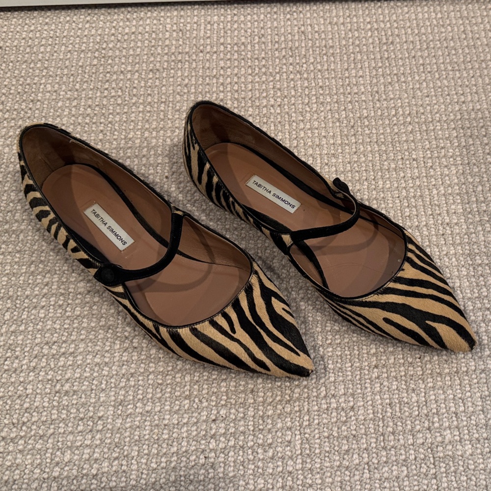 Tabitha Simmons zebra print haircalf Maryjane’s, size 38